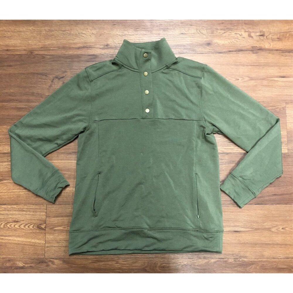 Woolx Collar Button Duck Green Charlie Sweatshirt - Size Small